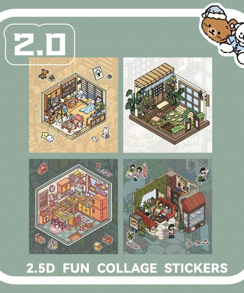 Homely Delights DIY 3D Scene Stickers 4 Cute Miniature Scenes