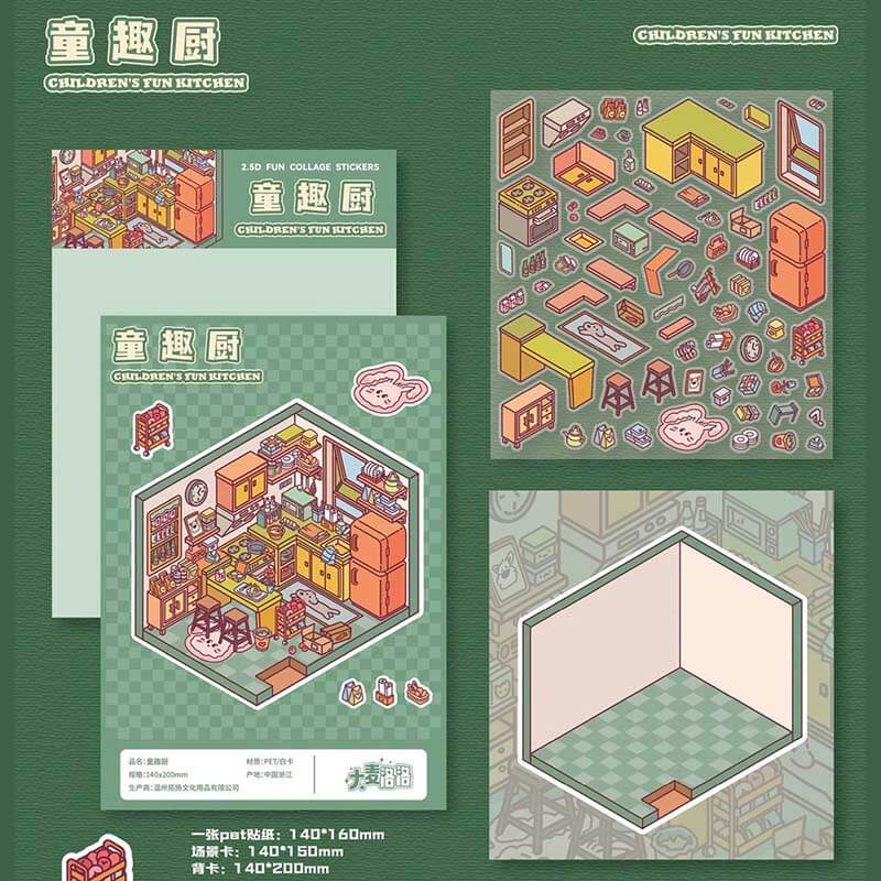 Homely Delights DIY 3D Scene Stickers 4 Cute Miniature Scenes