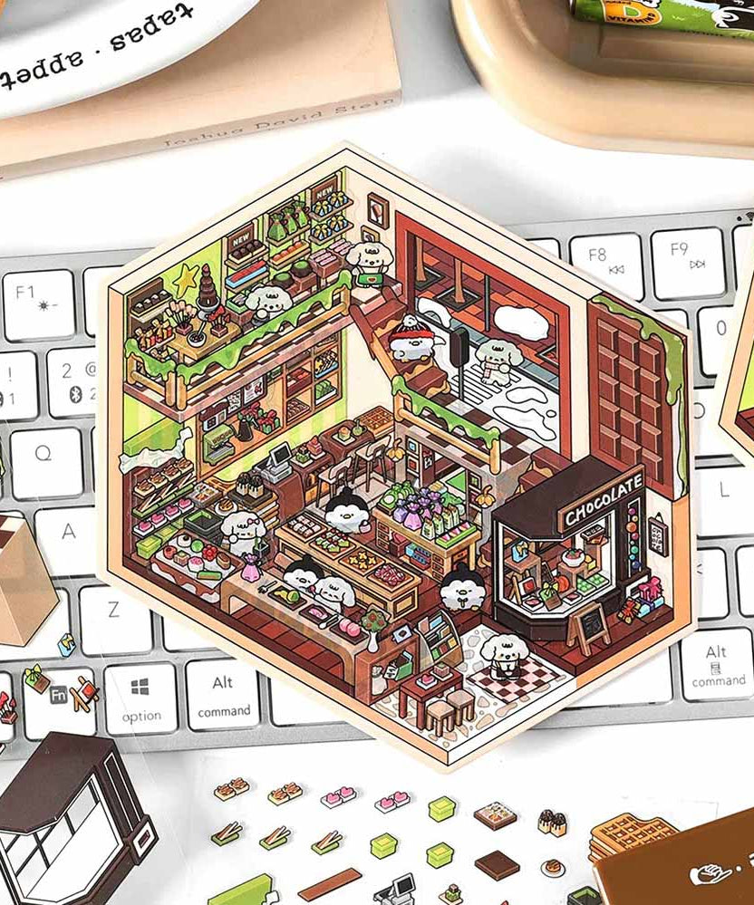Chocolate Workshop DIY 3D Scene Stickers 4 Cute Miniature Scenes