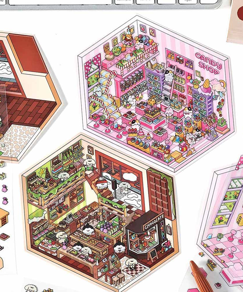 Chocolate Workshop DIY 3D Scene Stickers 4 Cute Miniature Scenes