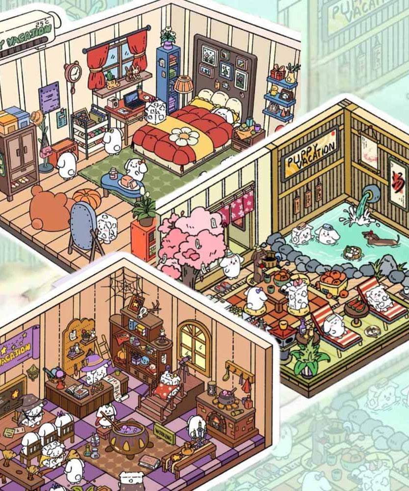 Cute Fat Puppy 2.0 Sticker Scenes 6 lovely miniature scenes