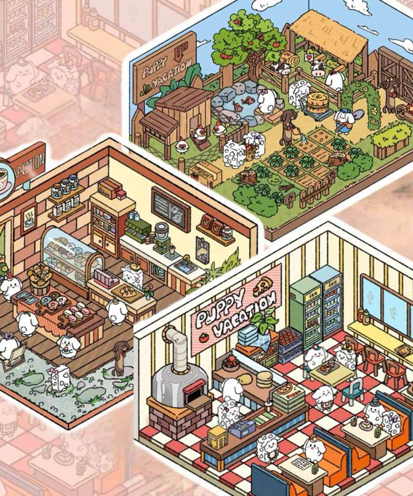 Cute Fat Puppy 2.0 Sticker Scenes 6 lovely miniature scenes