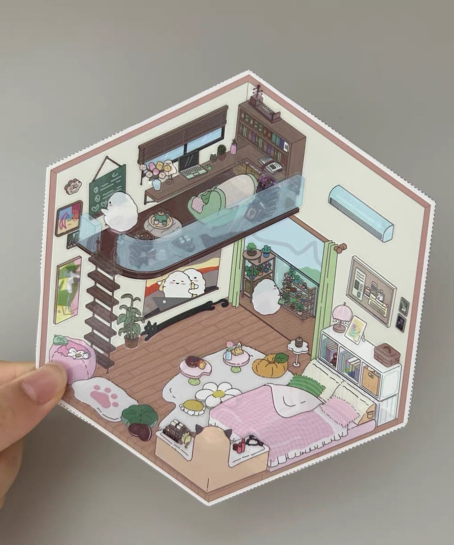 DIY 3D Sticker Scenes! Outdoor Party|Halloween|Apartment|Bakery Shop
