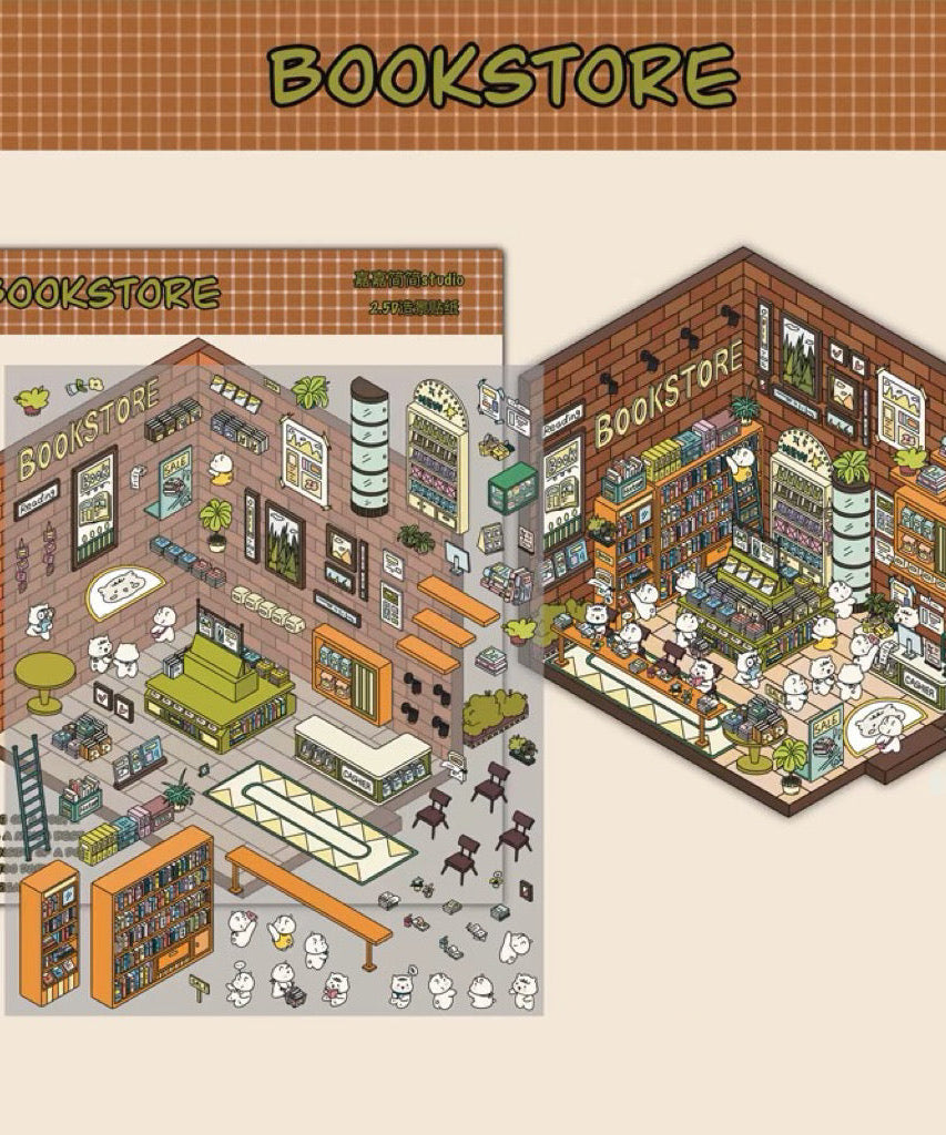 Sticker Scenes! Create DIY Bookstore|Izakaya|Sweet Cake|Burger Shop|Hotpot Restaurant