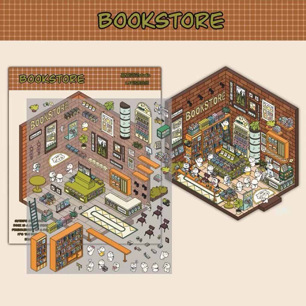 Sticker Scenes! Create DIY Bookstore|Izakaya|Sweet Cake|Burger Shop|Hotpot Restaurant