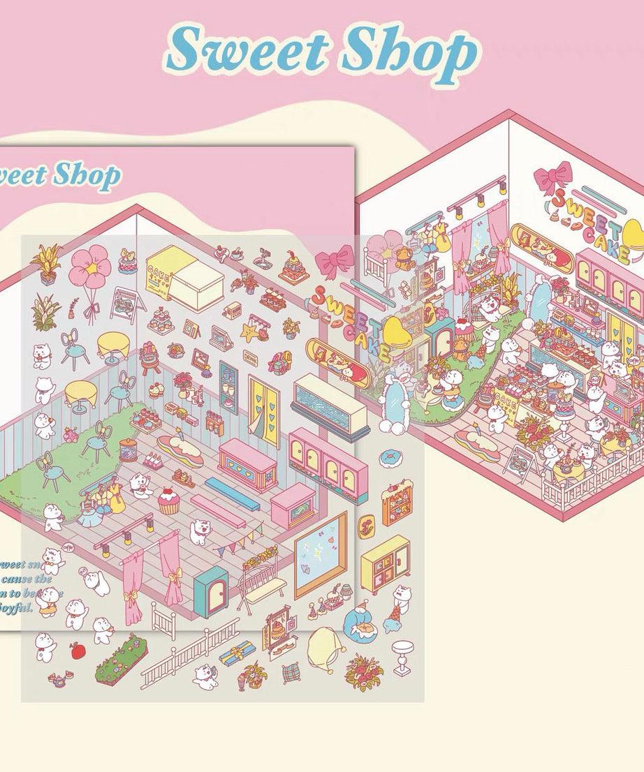 Sticker Scenes! Create DIY Bookstore|Izakaya|Sweet Cake|Burger Shop|Hotpot Restaurant