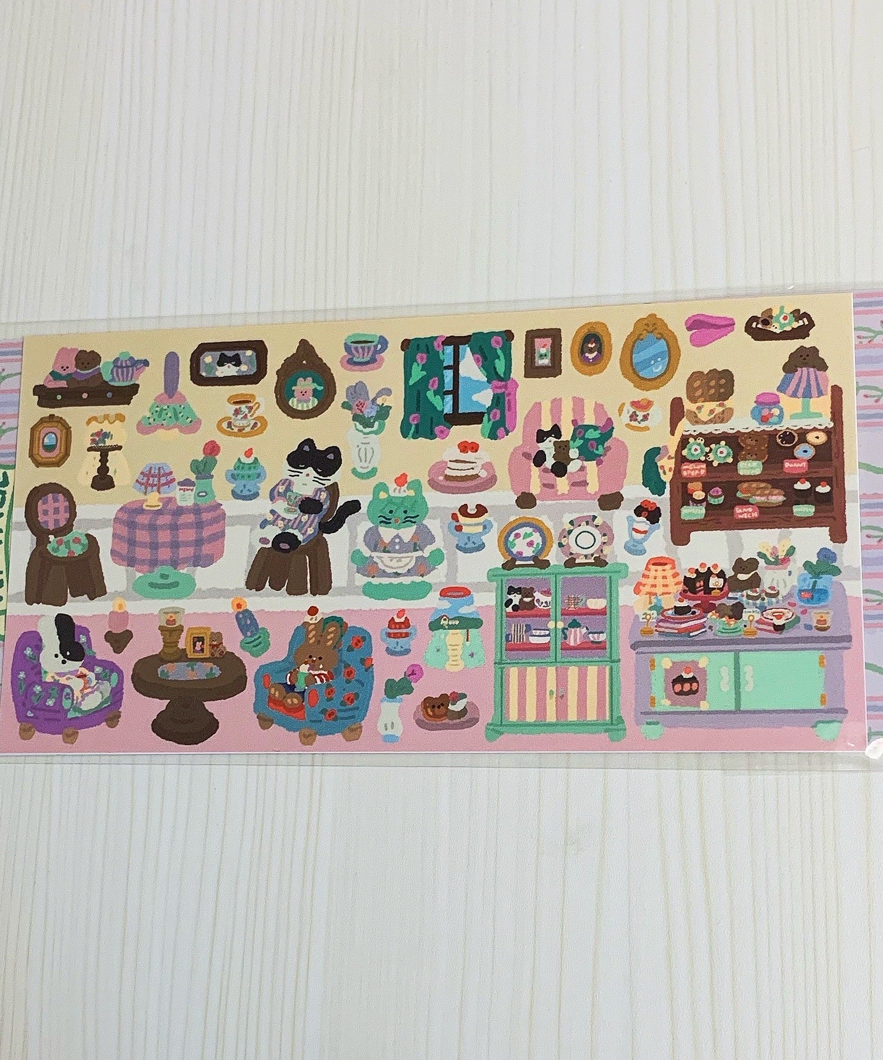 Stickers Scenes! DIY Vintage Cafe|Toy Store|Restaurant|Rabbit Kindergarten