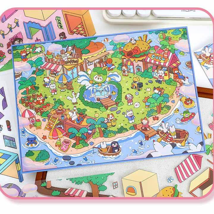 Island Hopping DIY 3D Scene Stickers 2 Cute Miniature Scenes