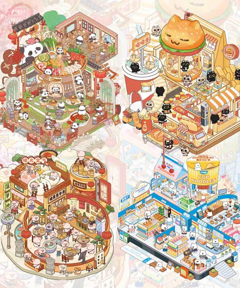 Delicious Restaurant DIY 3D Scene Stickers 4 Cute Miniature Scenes