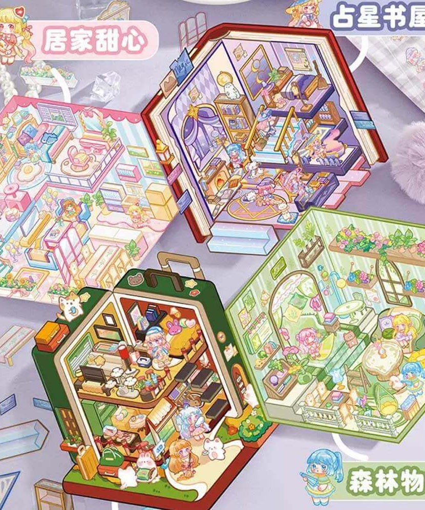 Sweetheart Home Collection DIY 3D Scene Stickers - 4 Cute Miniature Scenes