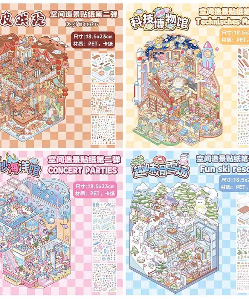 World Space DIY 3D Sticker Collection 4 Cute Miniature Scenes