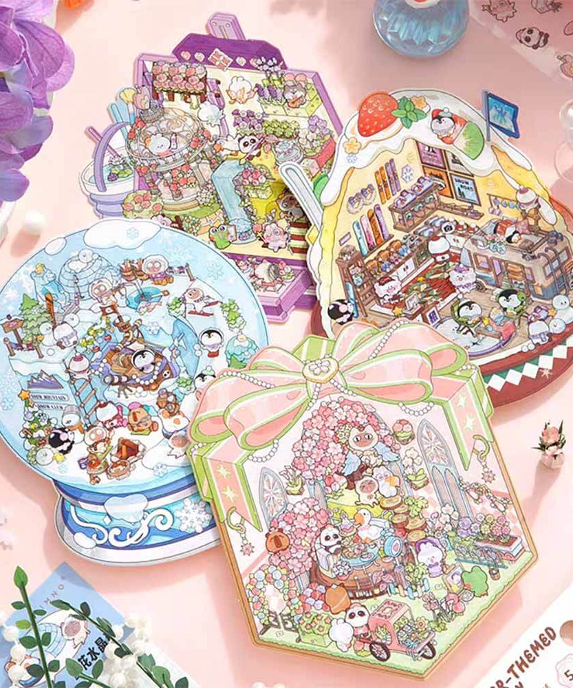 Crystal Ball DIY 3D Scene Stickers 4 Cute Miniature Scenes