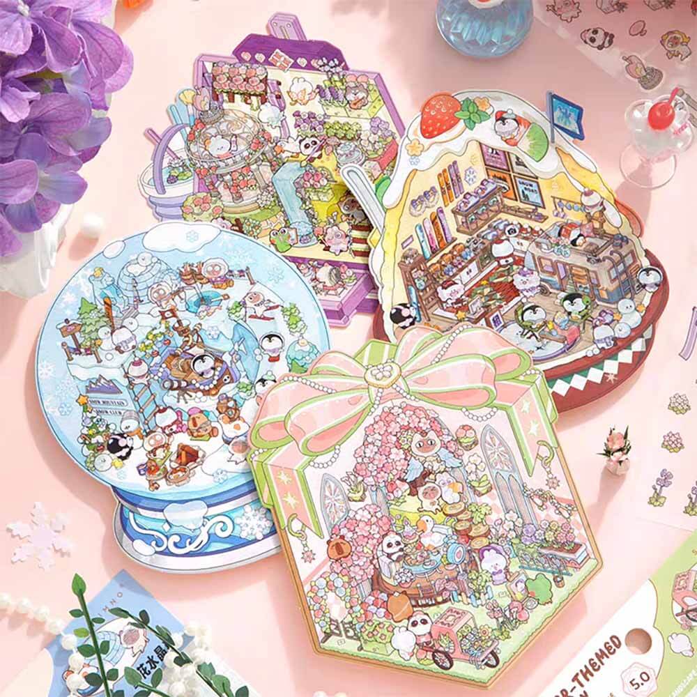 Crystal Ball DIY 3D Scene Stickers 4 Cute Miniature Scenes