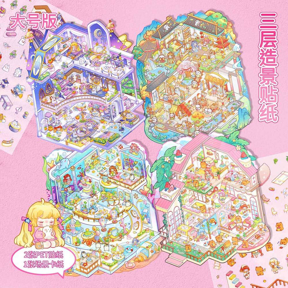 Joyful Journeys DIY 3D Scene Stickers 4 Cute Miniature Scenes