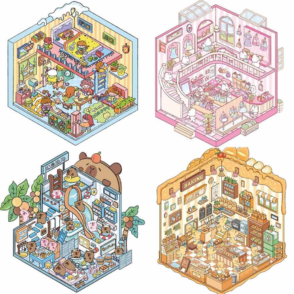 Joyful Living DIY 3D Scene Stickers 7 Lovely Miniature Scenes