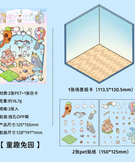 Dream Cottage Collection DIY 3D Scene Stickers - 4 Cute Miniature Scenes