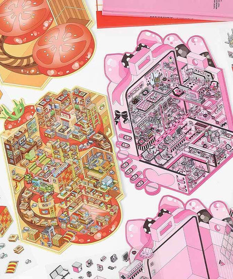 Kitsch City DIY 3D Scene Stickers 4 Cute Miniature Scenes