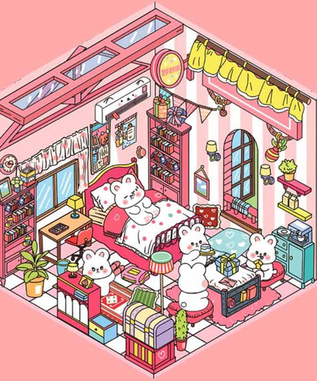 Blush Bunny Home DIY 3D Scene Stickers 4 Cute Miniature Scenes