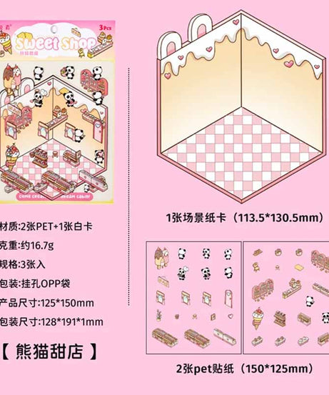 Dream Cottage Collection DIY 3D Scene Stickers - 4 Cute Miniature Scenes