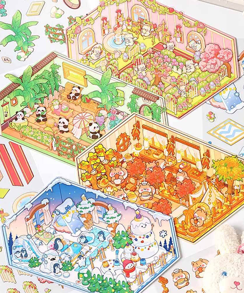 Fantasy Seasons DIY 3D Sticker Collection 4 Cute Miniature Scenes