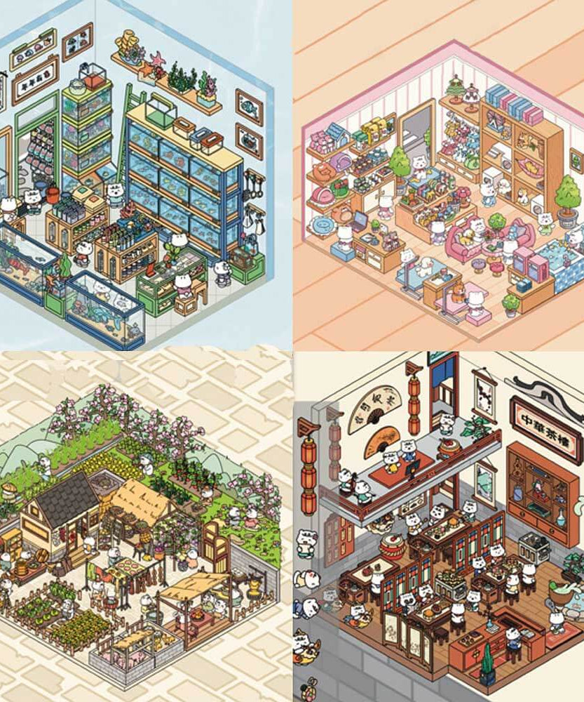 Little White Street DIY 3D Scene Stickers 4 Cute Miniature Scenes