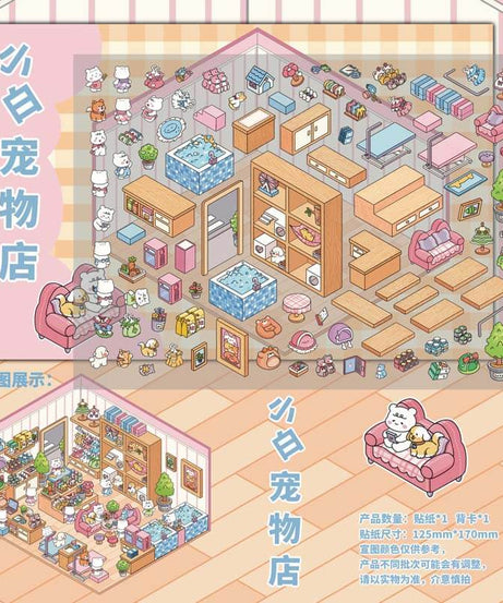 Little White Street DIY 3D Scene Stickers 4 Cute Miniature Scenes