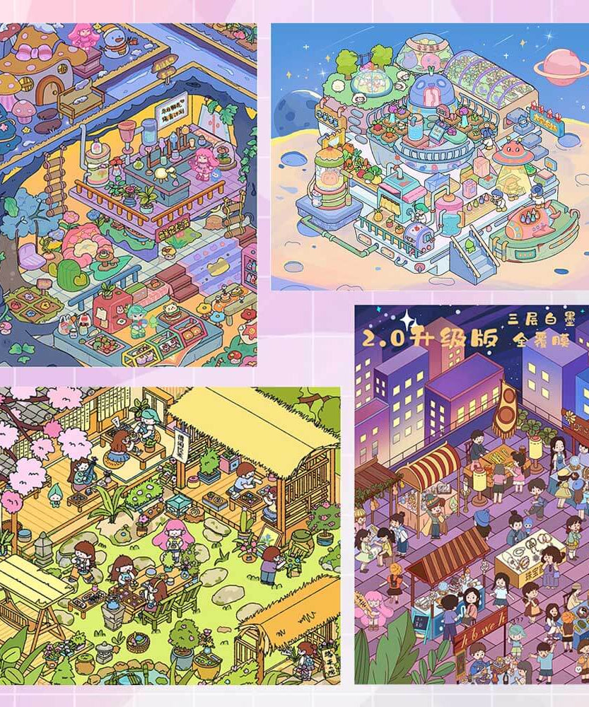 Lovely Life Corners DIY 3D Scene Stickers 4 Cute Miniature Scenes