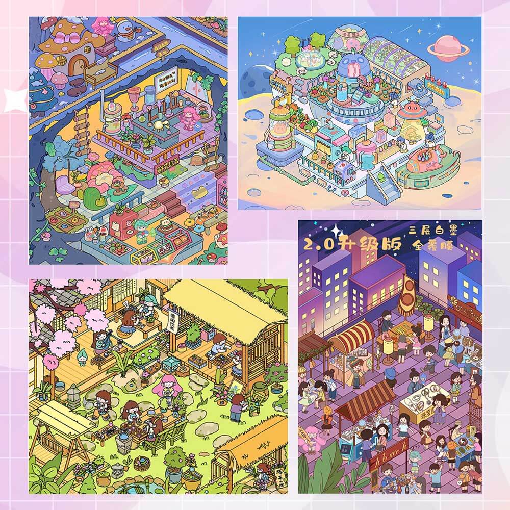 Lovely Life Corners DIY 3D Scene Stickers 4 Cute Miniature Scenes