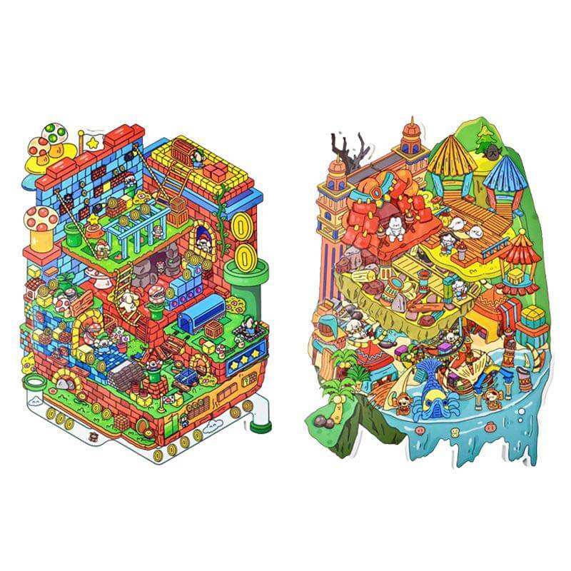 Game On DIY 3D Scene Stickers 2 Cute Miniature Scenes