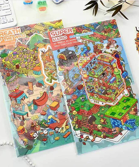 Game On DIY 3D Scene Stickers 2 Cute Miniature Scenes