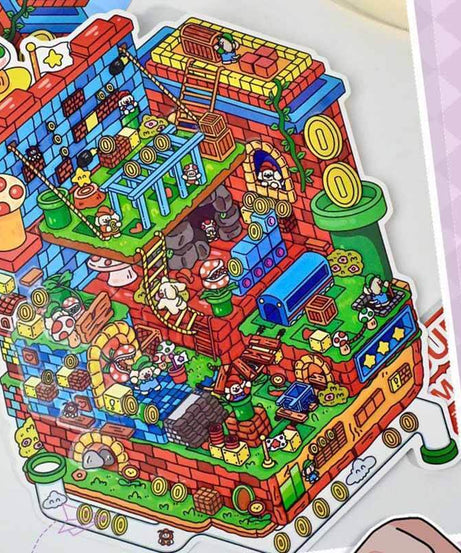 Game On DIY 3D Scene Stickers 2 Cute Miniature Scenes