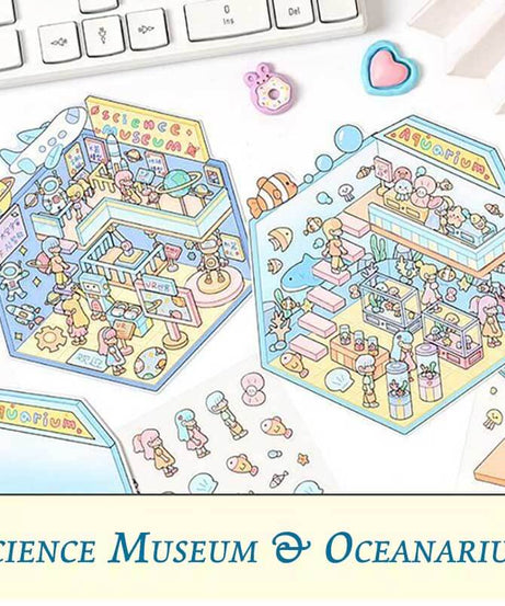 Lovely Life Town DIY 3D Scene Stickers 4 Cute Miniature Scenes