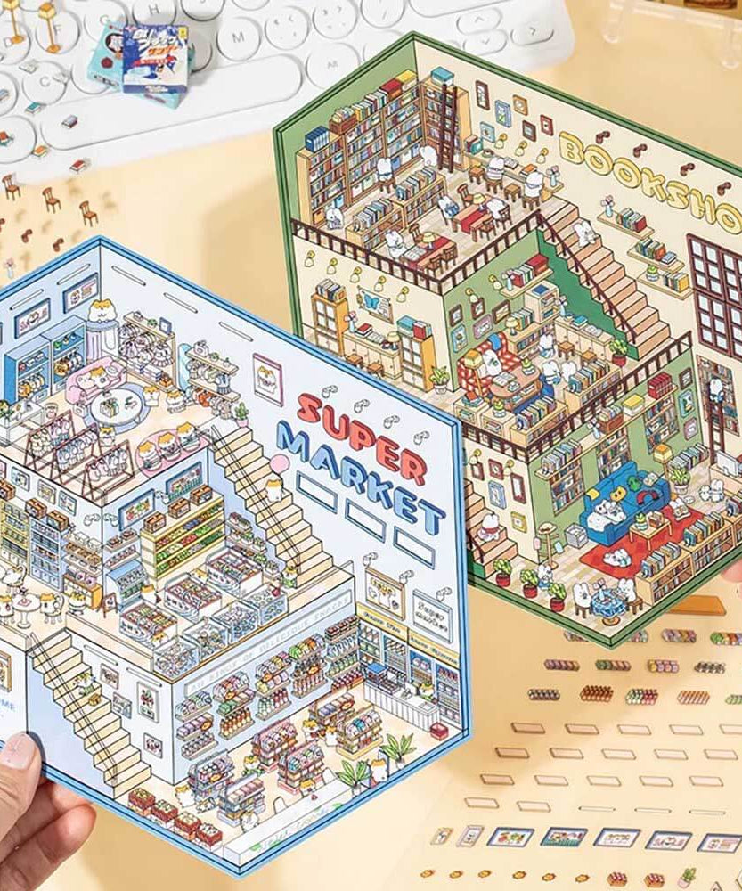 Fantasy World DIY 3D Scene Stickers 4 Cute Miniature Scenes