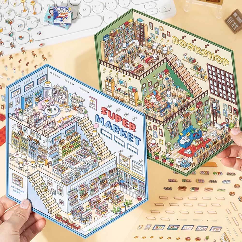 Fantasy World DIY 3D Scene Stickers 4 Cute Miniature Scenes