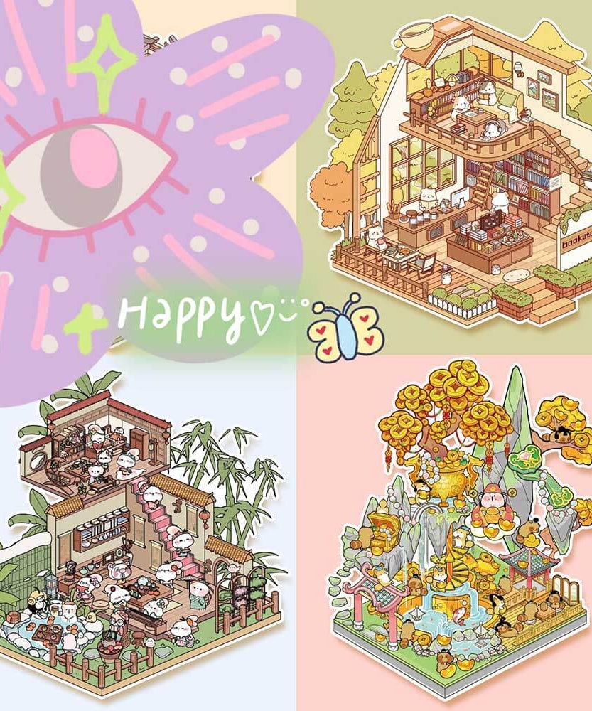 Slow Living Club DIY 3D Scene Stickers 3 Cute Miniature Scenes