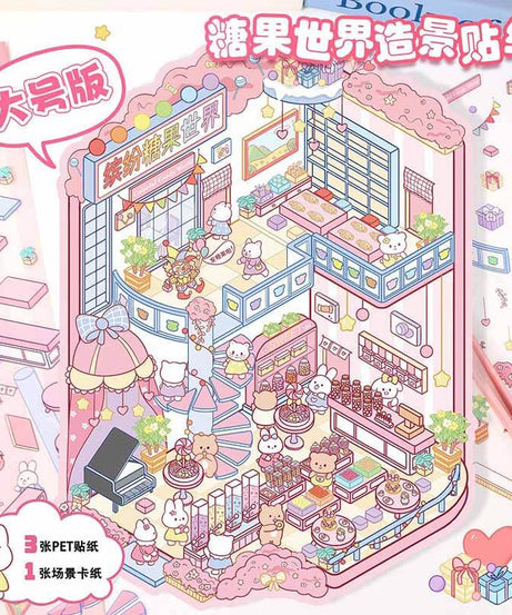 Magic Base DIY 3D Scene Stickers Lovely Miniature Scenes
