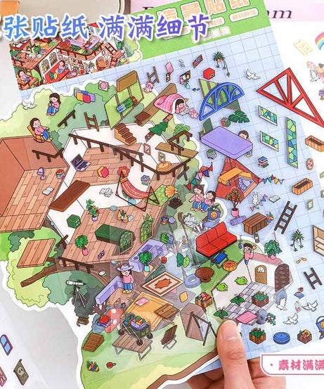 Magic Base DIY 3D Scene Stickers Lovely Miniature Scenes