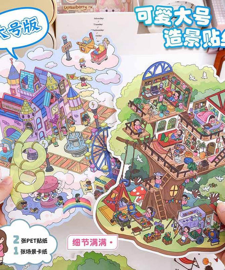 Magic Base DIY 3D Scene Stickers Lovely Miniature Scenes