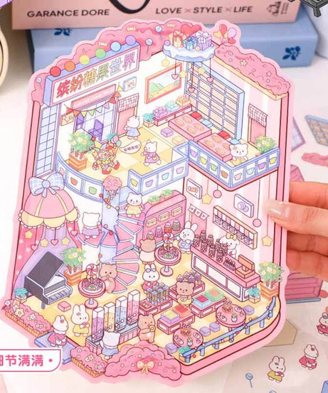 Magic Base DIY 3D Scene Stickers Lovely Miniature Scenes