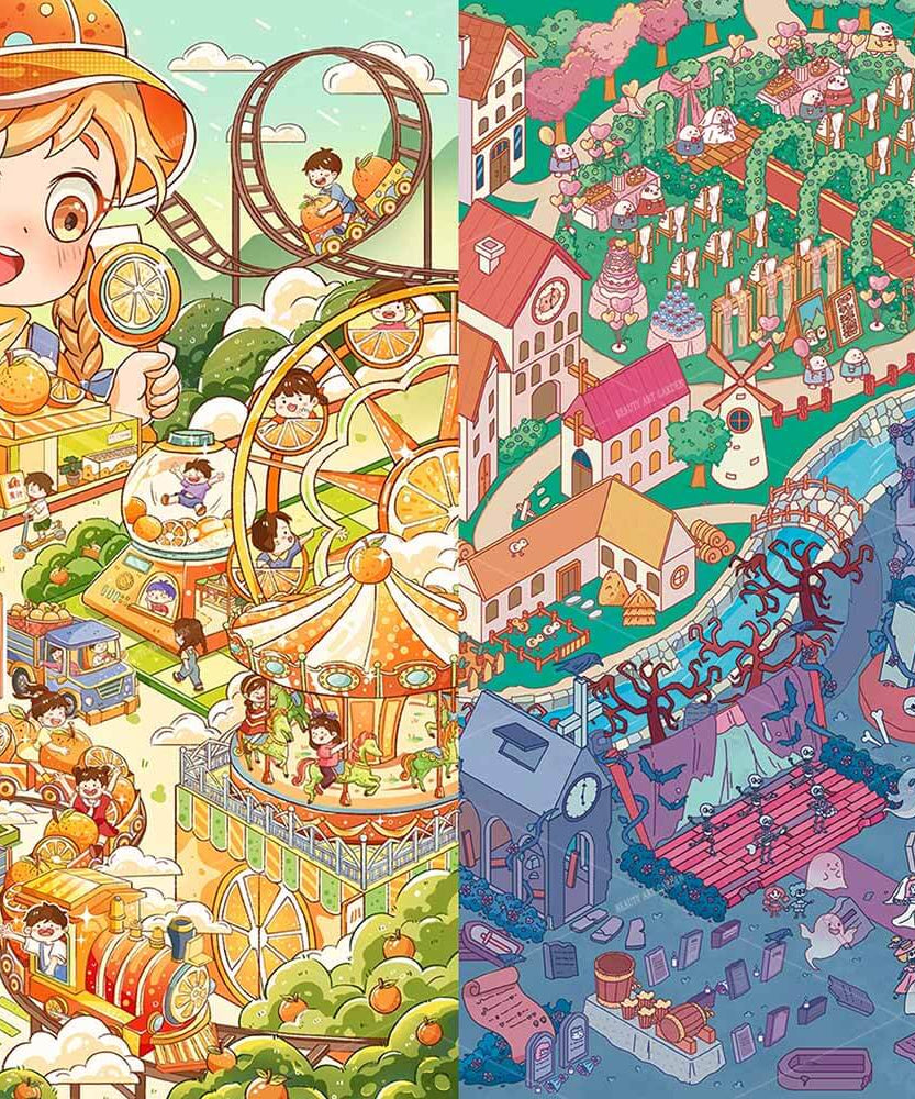 Mandarin Dreams DIY 3D Scene Stickers 2 Cute Miniature Scenes