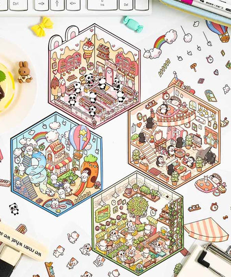 Dream Cottage Collection DIY 3D Scene Stickers - 4 Cute Miniature Scenes