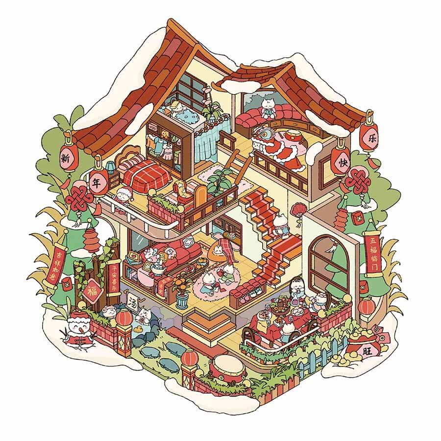 Magic Potion Shop DIY 3D Scene Stickers 4 Cute Miniature Scenes