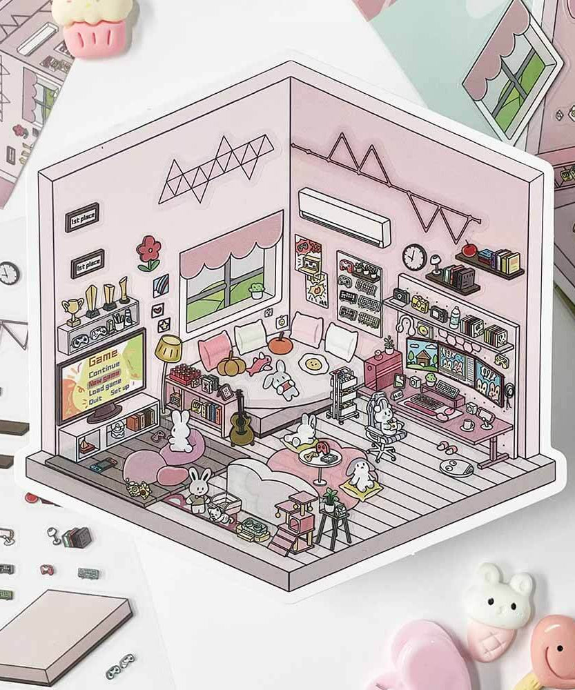 Life Party Series Scene Stickers 4 Cute Miniature Scenes