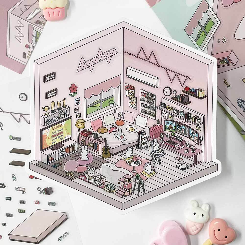 Life Party Series Scene Stickers 4 Cute Miniature Scenes