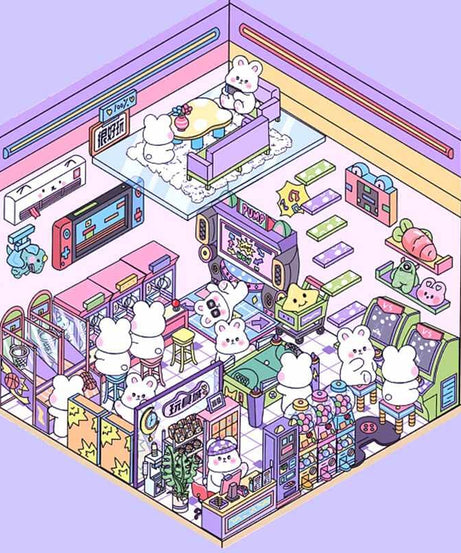 Blush Bunny Home DIY 3D Scene Stickers 4 Cute Miniature Scenes