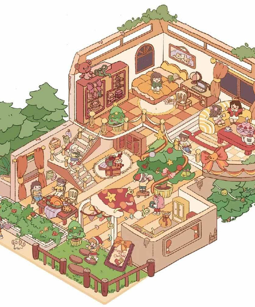 Grand Villa DIY 3D Scene Stickers - 4 Lovely Miniature Scenes
