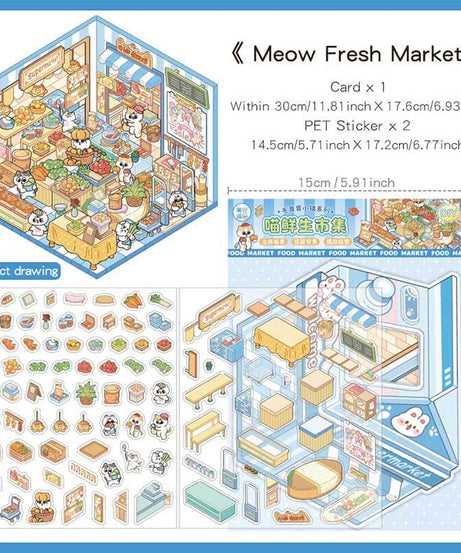Paws & Palates DIY 3D Scene Stickers 4 Cute Miniature Scenes