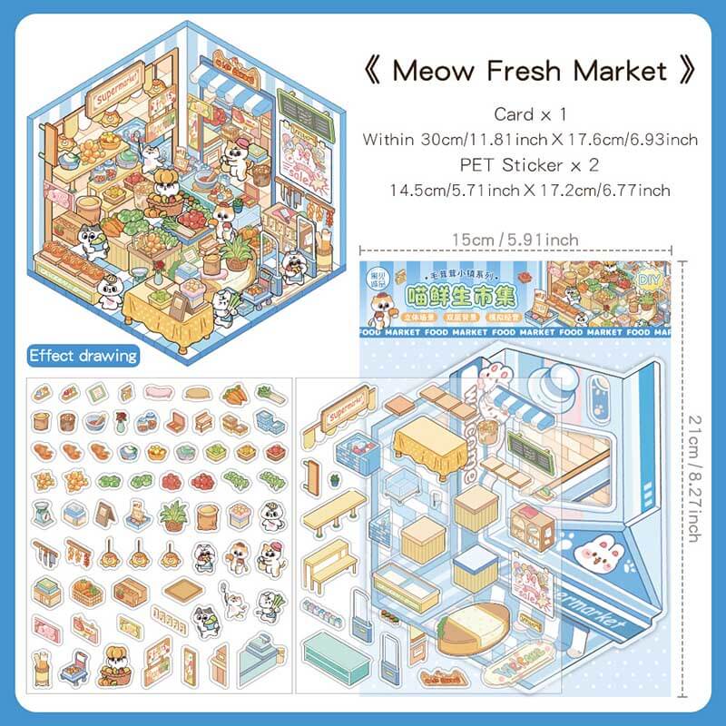 Paws & Palates DIY 3D Scene Stickers 4 Cute Miniature Scenes