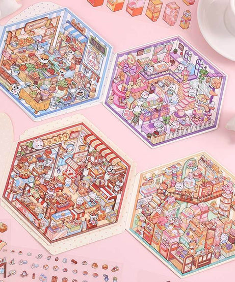 Paws & Palates DIY 3D Scene Stickers 4 Cute Miniature Scenes