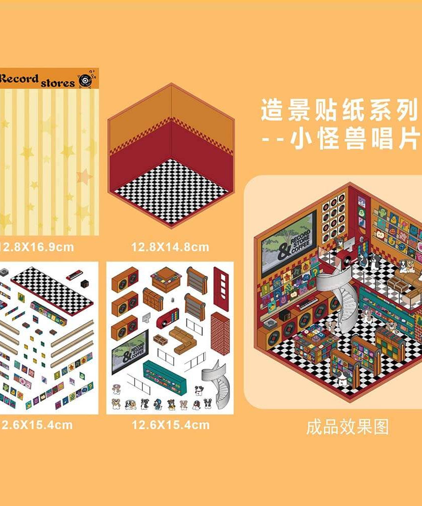 Play Space DIY 3D Scene Stickers 4 Cute Miniature Scenes